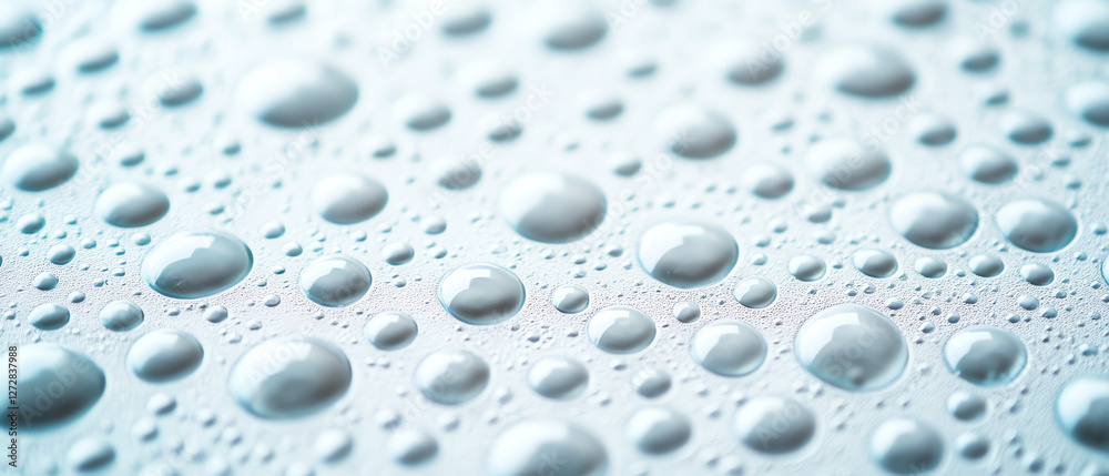 Close-up of water droplets on smooth surface illustrating nature beauty in macro photography. Close-up of water droplets on smooth surface illustrating nature beauty in macro photography.