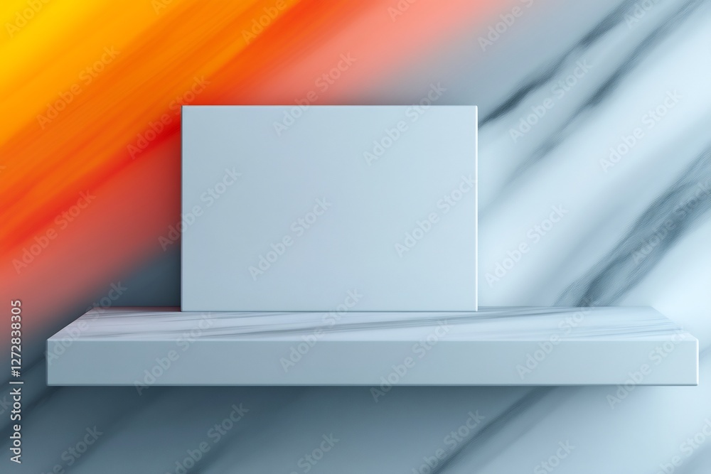 Blank card mockup elegantly sits on marble shelf bathed in warm light. AI Generated Blank card mockup elegantly sits on marble shelf bathed in warm light. AI Generated