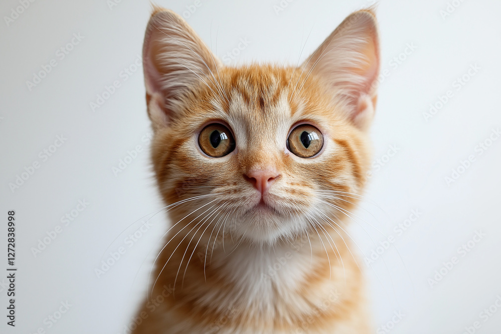 Sweet Ginger Cat Portrait with Amber Eyes Looking Straight at Camera in Professional Studio Lighting Sweet Ginger Cat Portrait with Amber Eyes Looking Straight at Camera in Professional Studio Lighting