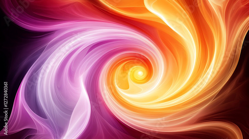 Wallpaper Mural Swirling Abstract Radiance of Spectral Harmony Fractal Art in Magenta Orange and Yellow Tones. Torontodigital.ca