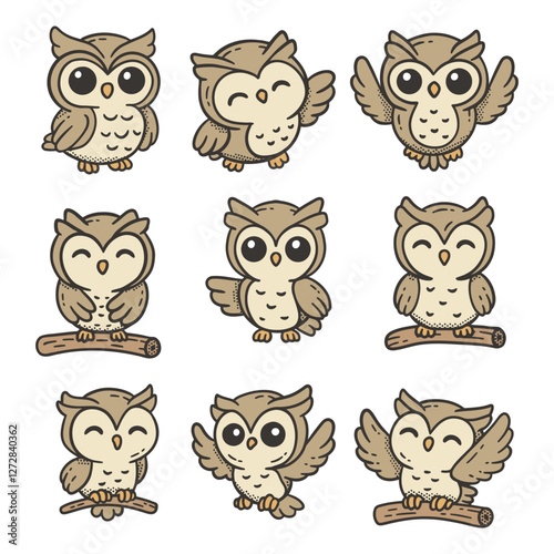Cute Owl Doodle Style Illustration