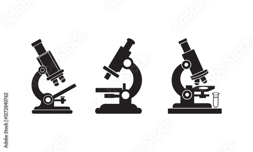 Microscope Vector Icon for Science and Laboratory Research. Flat Microscope Symbol for Medical, Biology, and Chemistry Studies. Modern Microscope Illustration for Education and Scientific Analysis