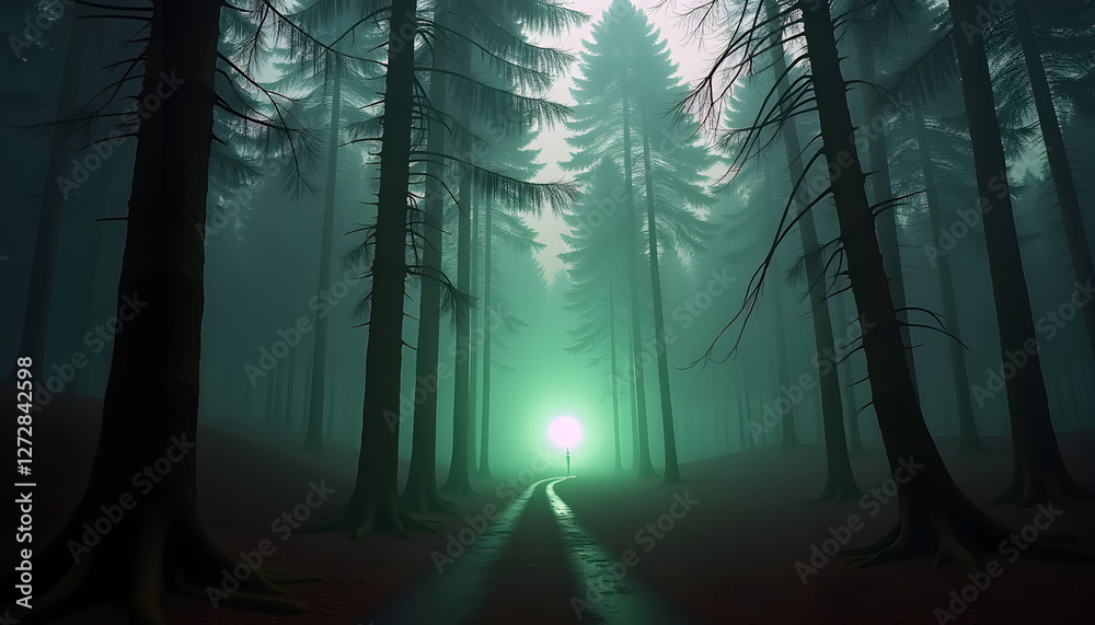 Obraz premium A glowing UFO in the woods