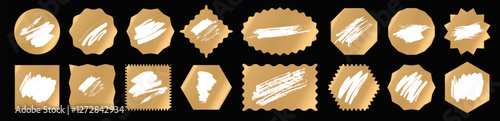 Vector scratch and win stickers set. Lottery scratch tickets and cards collection. Various geometric lottery winning sticker, stamp shape scratchcard elements