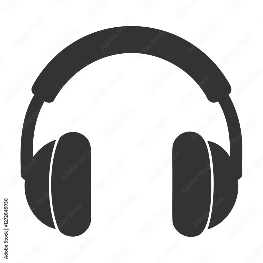 Simple Black Headphone Icon, Simple vector graphic of headphone