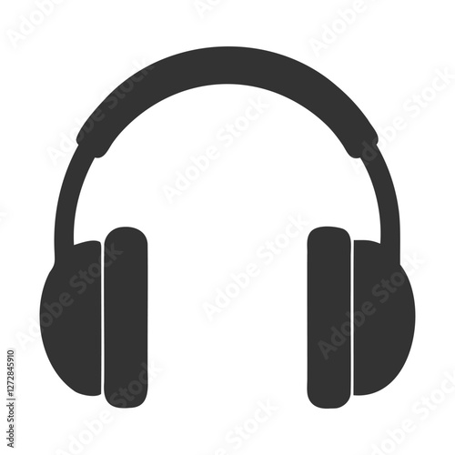 Simple Black Headphone Icon, Simple vector graphic of headphone