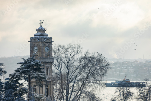 Photography Winter Season in the Istanbul City Symbol Buildings Photo, Uskudar - Eminonu Fat