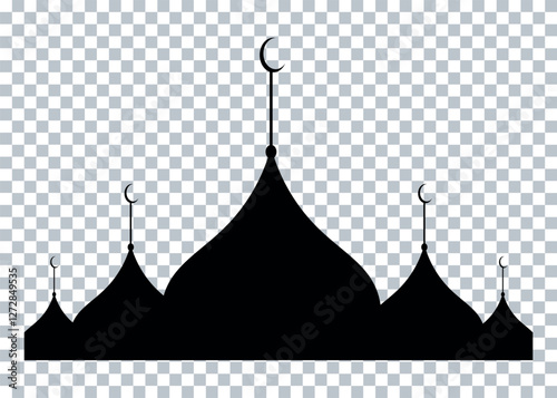 Vector mosque silhouette. silhouette of Mosque on transparent background isolated.