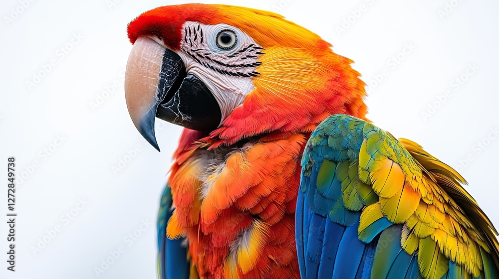 Fototapeta premium colorful macaw parrot with vibrant feathers isolated on transparent background ideal for tropical,exotic design projects