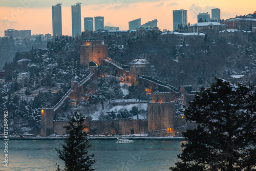 Photography Winter Season in the Istanbul City Symbol Buildings Photo, Uskudar - Eminonu Fat