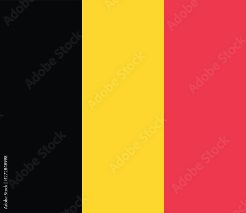 Belgium flag. Flag of Belgium. The official ratio. Flag icon. Standard color. Standard size. A rectangular flag. Computer illustration. Digital illustration. Vector illustration.