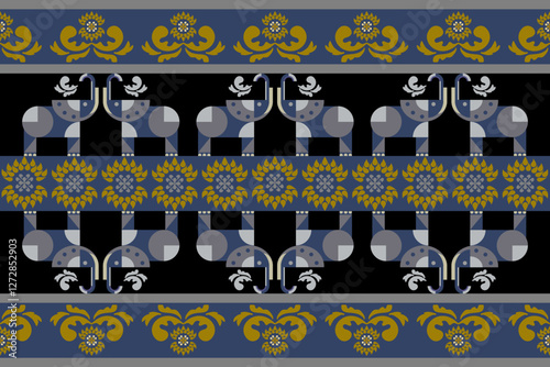 Photography seamless pattern with elephants Thai traditional