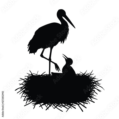 stork with baby