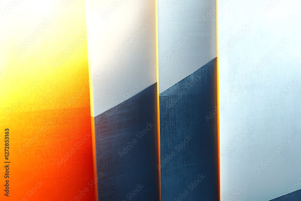 Vibrant abstract stripes subtly blend warm yellow and cool grey light. AI Generated