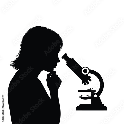 scientist looking through microscope