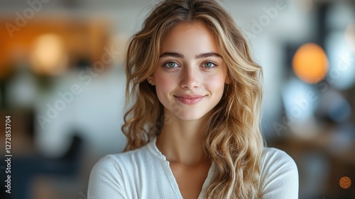 confident,successful young businesswoman smiling at camera dressed professionally standing against a plain white background
