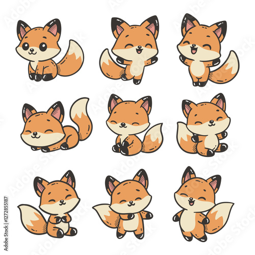 Cute Fox Doodle Style Illustration