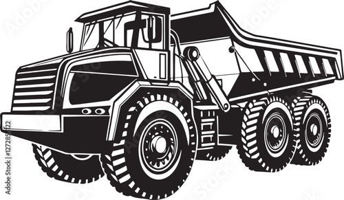silhouette of articulated haulerr vector isolated on white background.