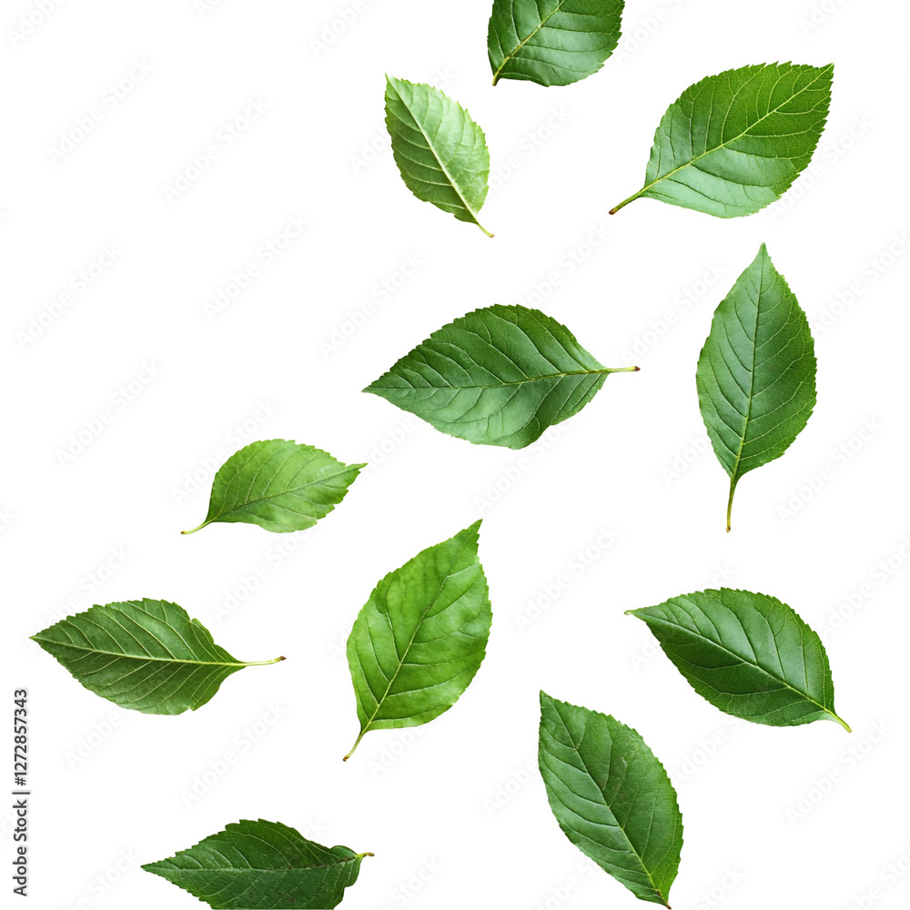 Green leaves falling on black background nature freshness Green leaves falling on black background nature freshness