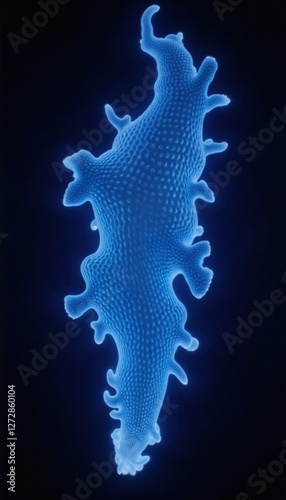 Abstract Generative Art Depicting a Bioluminescent Organic Pattern on a Dark Background