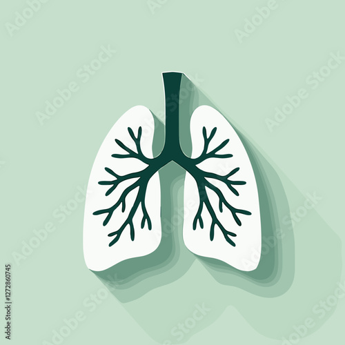 Illustration of lungs with branching airways, respiratory health concept