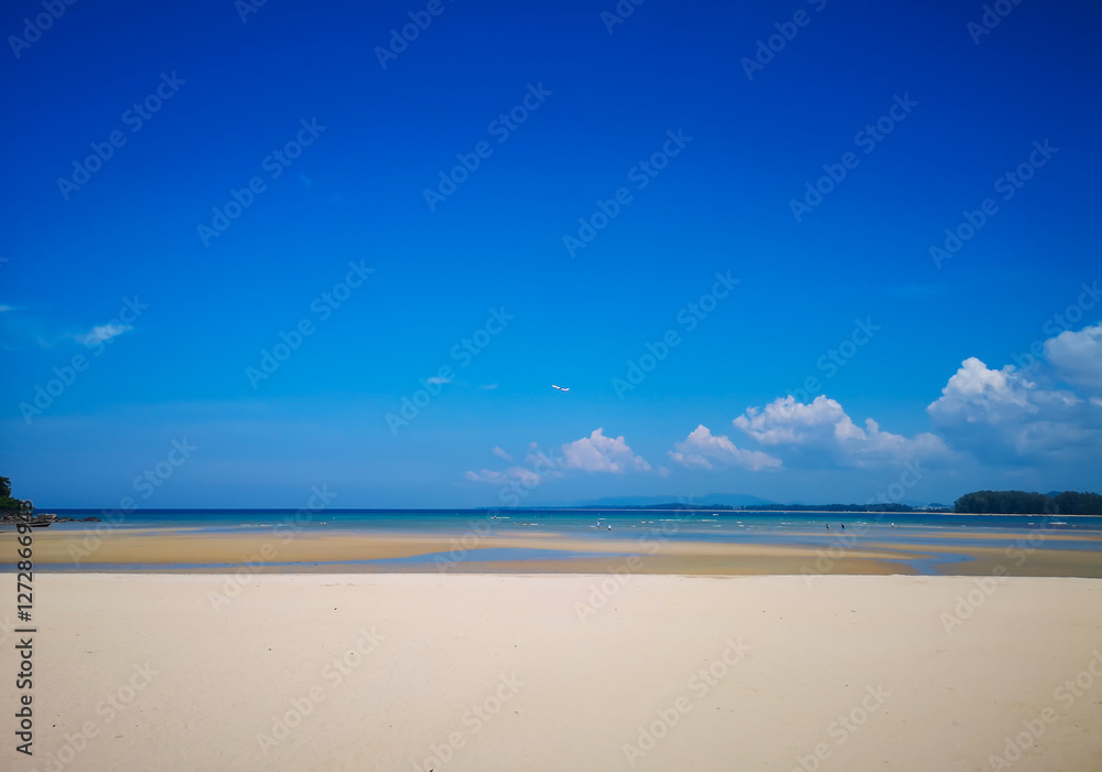 Bright sea water and the beautiful blue sky of the Thai Sea Bright sea water and the beautiful blue sky of the Thai Sea