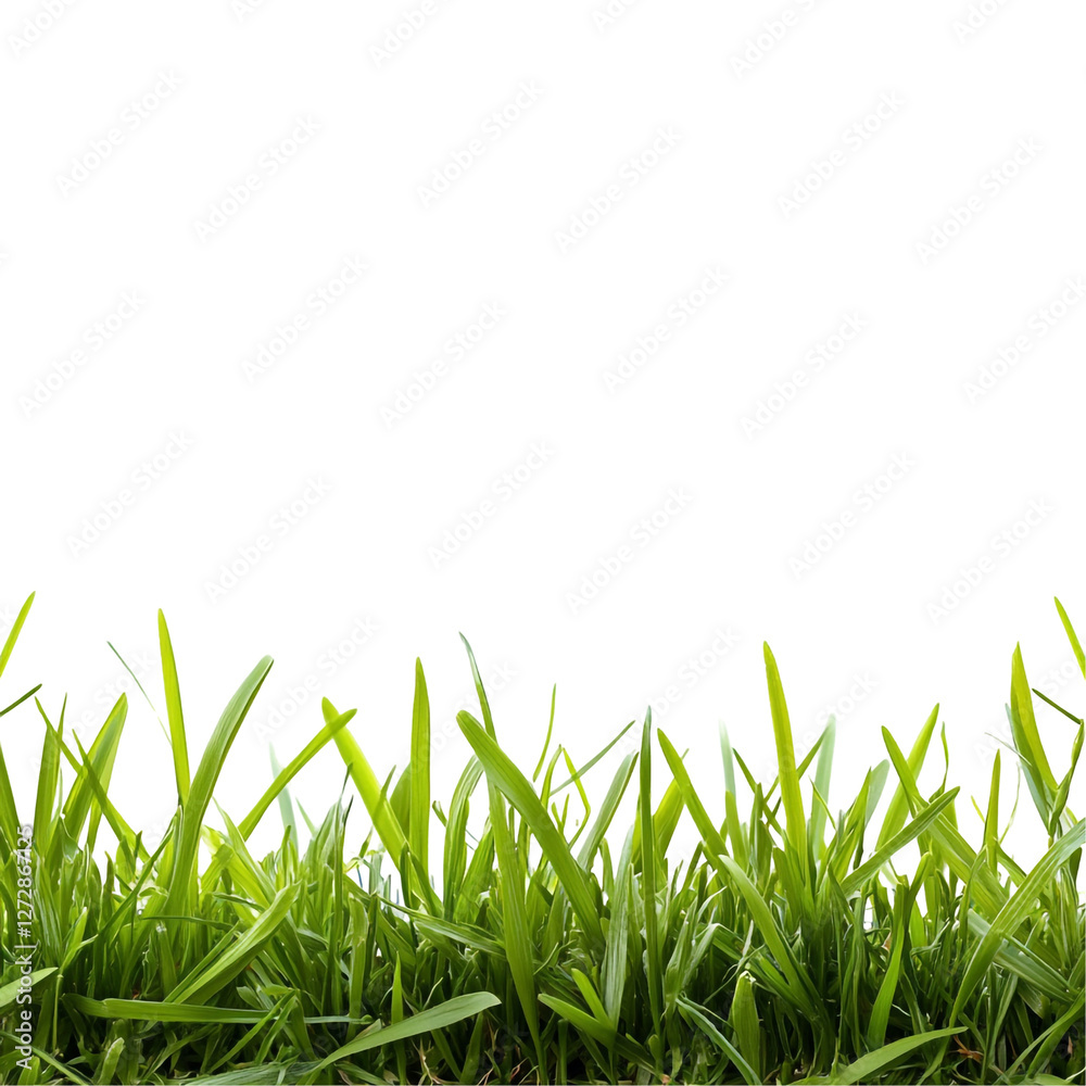 Fototapeta premium Lush green grass isolated on black background nature spring greenery