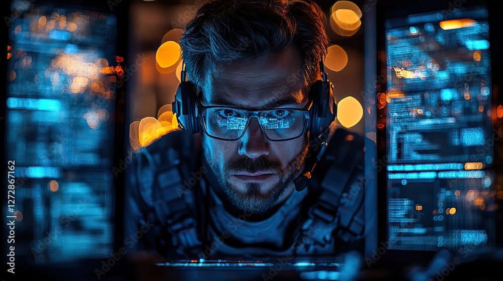 dedicated software developer at workstation engaged in script writing,cybersecurity tasks in modern office environment dedicated software developer at workstation engaged in script writing,cybersecurity tasks in modern office environment