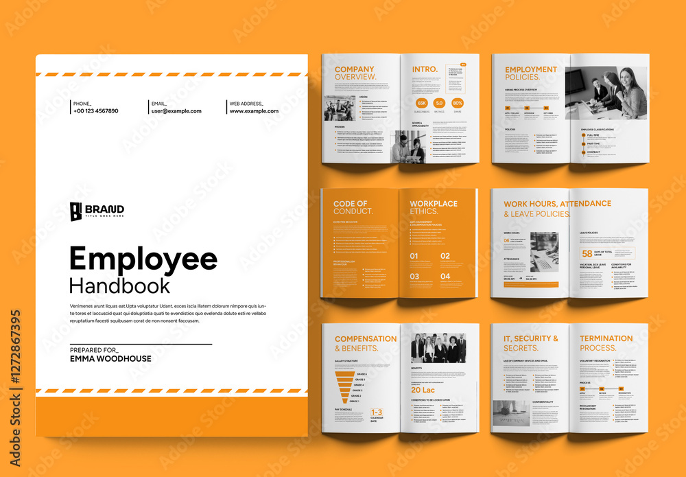 Professional Handbook Professional Employee Handbook Layout Stock Template | Adobe Stock
