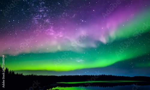 Aurora borealis in the night sky