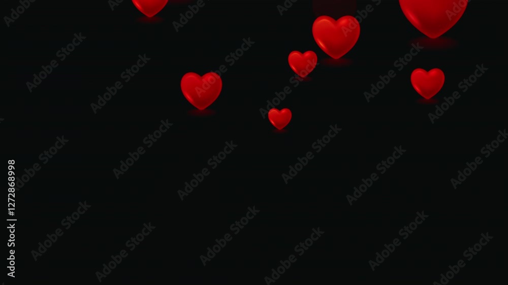 Love heart element on black background with glowing romantic effect for elegant video editing