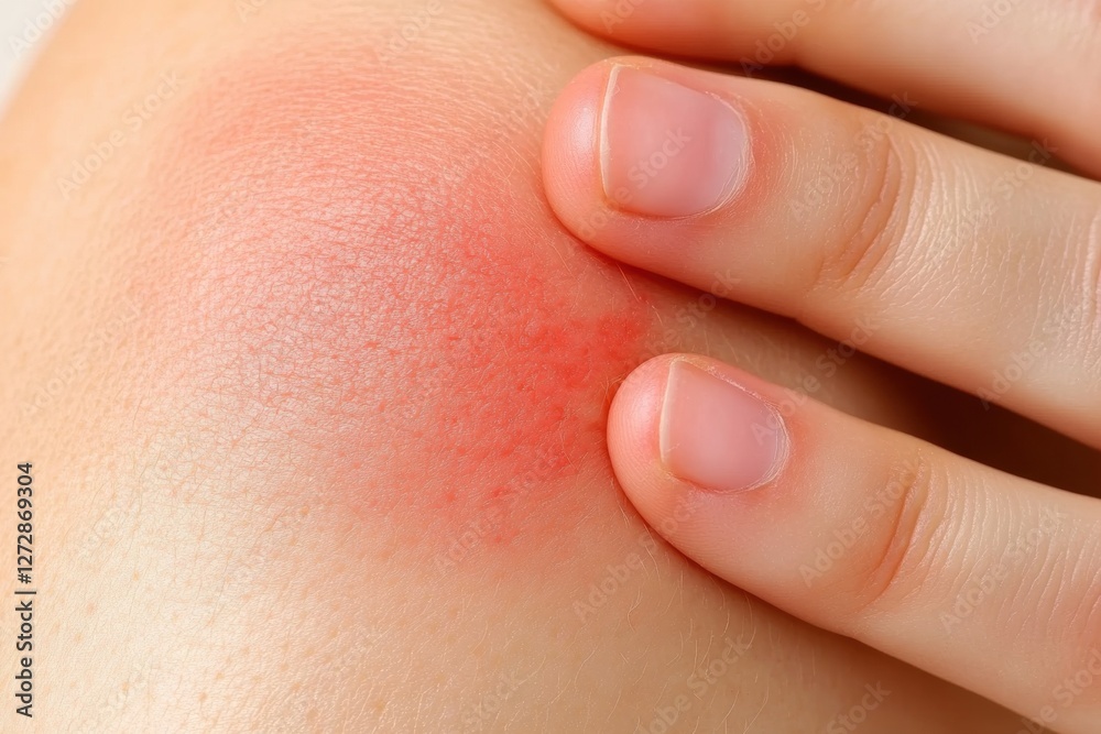 Close Up of Hand Gently Touching Red Irritated Skin on a Human Elbow Showing Signs of Rash Close Up of Hand Gently Touching Red Irritated Skin on a Human Elbow Showing Signs of Rash