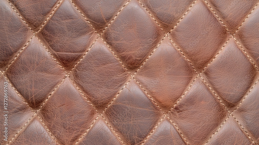 Fototapeta premium Brown quilted leather texture