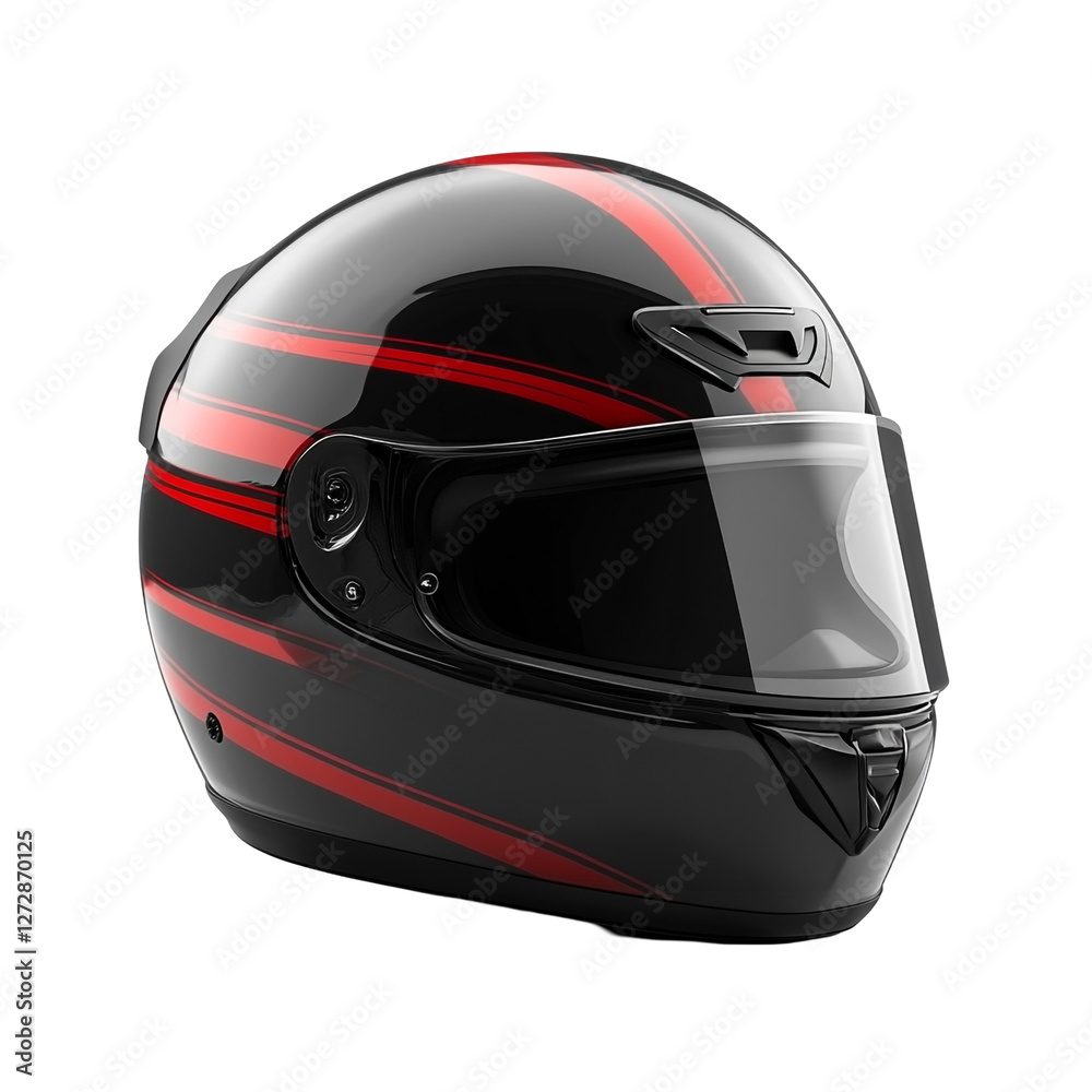 Sleek Black Motorcycle Helmet Red Stripes Design Sleek Black Motorcycle Helmet Red Stripes Design