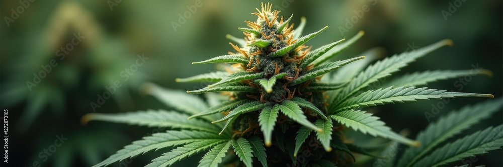 A close-up view of a flowering cannabis plant showcasing vibrant green leaves and buds, ideal for industries related to herbal products, wellness, and agriculture. A close-up view of a flowering cannabis plant showcasing vibrant green leaves and buds, ideal for industries related to herbal products, wellness, and agriculture.