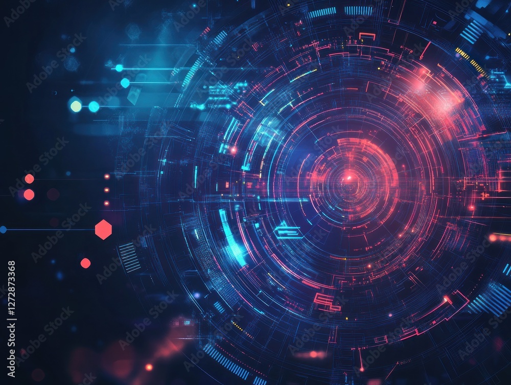 Fototapeta premium Abstract digital technology background with glowing circles