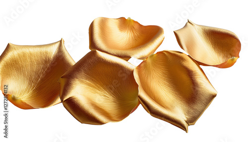 Gold Rose Petals Isolated on Transparent Background