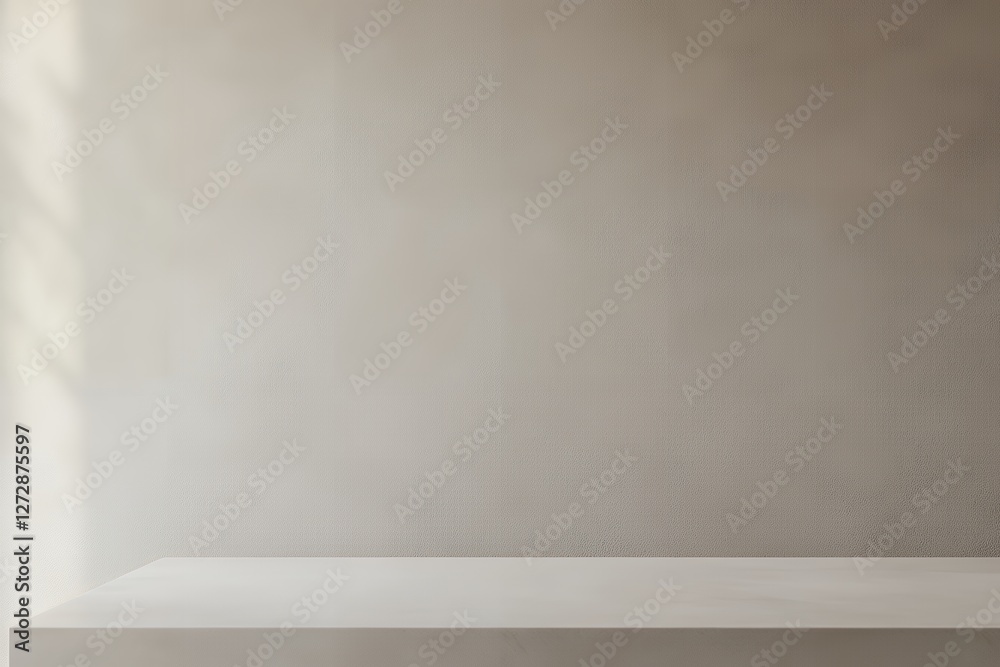 テクスチャのあるベージュの壁とコンクリートテーブルのモックアップ | Textured Beige Wall and Concrete Table Mockup テクスチャのあるベージュの壁とコンクリートテーブルのモックアップ | Textured Beige Wall and Concrete Table Mockup