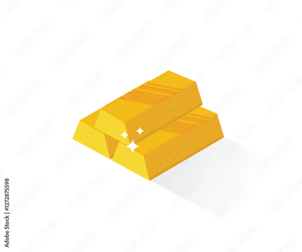 Gold bars or ingot icon vector isometric. stock illustration