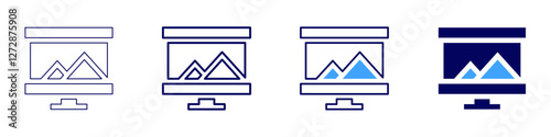 Device remote icon in 4 different styles. Thin Line, Line, Bold Line, Duotone. Duotone style. Editable stroke