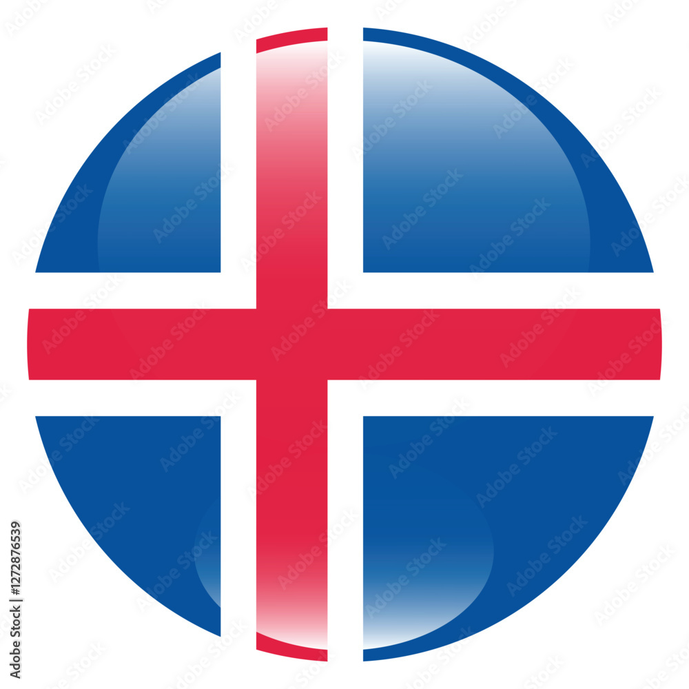Fototapeta premium Iceland circle flag logo icon digital vector illustration
