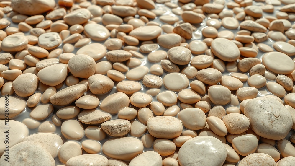 Beige River Pebble Wallpaper, High-Resolution, Bright Colors, Natural Background Beige River Pebble Wallpaper, High-Resolution, Bright Colors, Natural Background