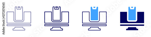 Device updates icon in 4 different styles. Thin Line, Line, Bold Line, Duotone. Duotone style. Editable stroke