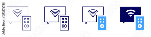 Device wireless icon in 4 different styles. Thin Line, Line, Bold Line, Duotone. Duotone style. Editable stroke