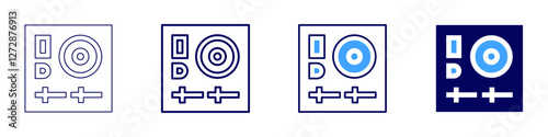 Dj icon in 4 different styles. Thin Line, Line, Bold Line, Duotone. Duotone style. Editable stroke