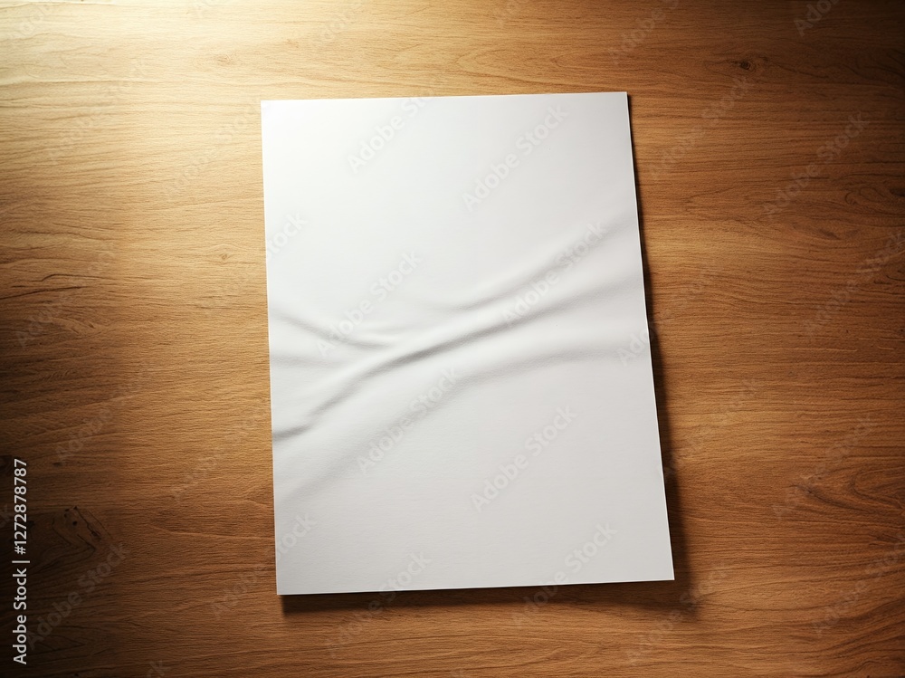 A white paper mockup with a wooden background, adding a touch of warmth. A white paper mockup with a wooden background, adding a touch of warmth.