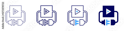 Plug and play icon in 4 different styles. Thin Line, Line, Bold Line, Duotone. Duotone style. Editable stroke