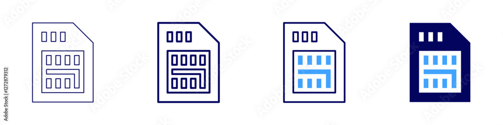 Sim card icon in 4 different styles. Thin Line, Line, Bold Line, Duotone. Duotone style. Editable stroke Sim card icon in 4 different styles. Thin Line, Line, Bold Line, Duotone. Duotone style. Editable stroke
