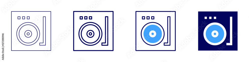 Turntable device icon in 4 different styles. Thin Line, Line, Bold Line, Duotone. Duotone style. Editable stroke Turntable device icon in 4 different styles. Thin Line, Line, Bold Line, Duotone. Duotone style. Editable stroke