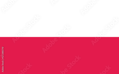 Poland flag. Flag of Poland. The official ratio. Flag icon. Standard color. Standard size. A rectangular flag. Computer illustration. Digital illustration. Vector illustration.